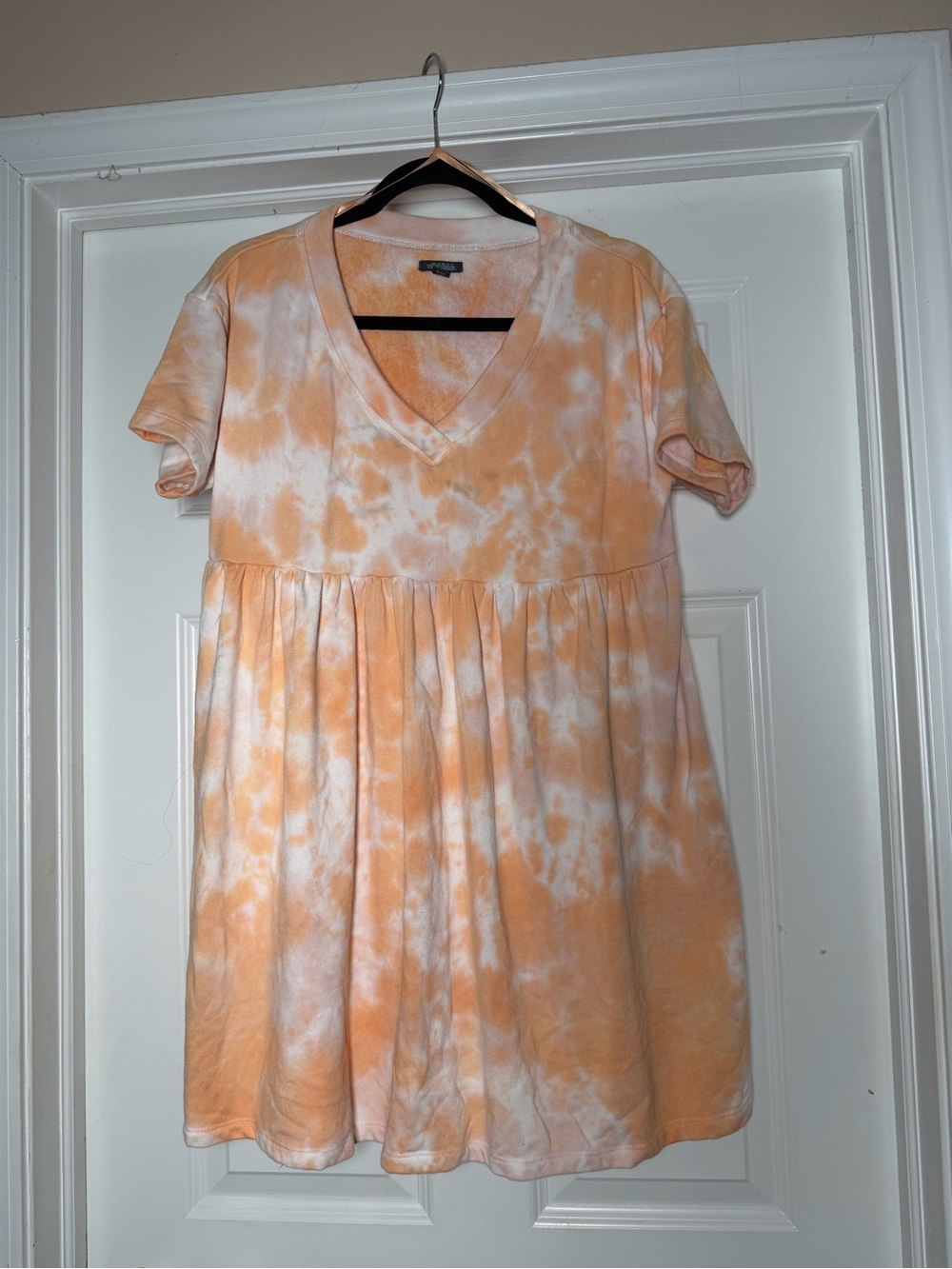 wild fable Orange and White Tie-Dye Babydoll Dress